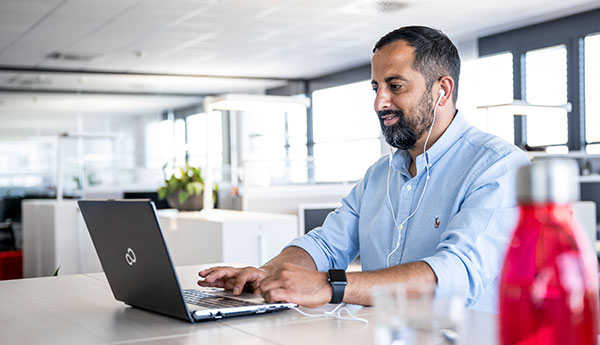 Man working on a laptop